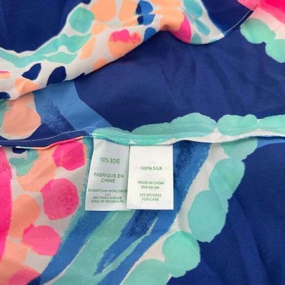 LILLY PULITZER Anise Ocean Jewels Waterfall Double V Silk Maxi Dress Size L - Picture 9 of 13
